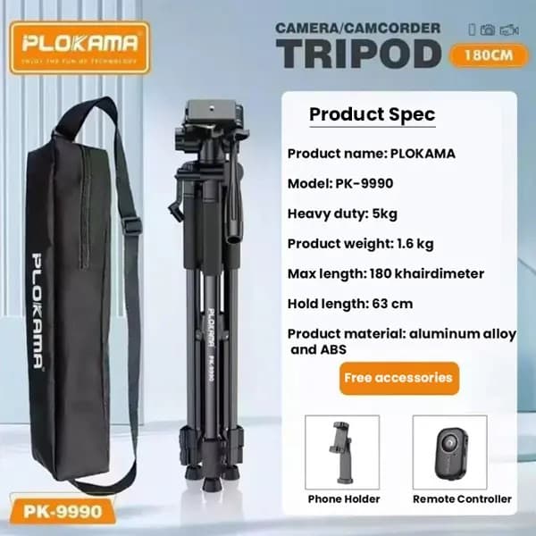 PLOKAMA PK 9990 Professional Tripod Stand for Camera And Mobile Phones view 5