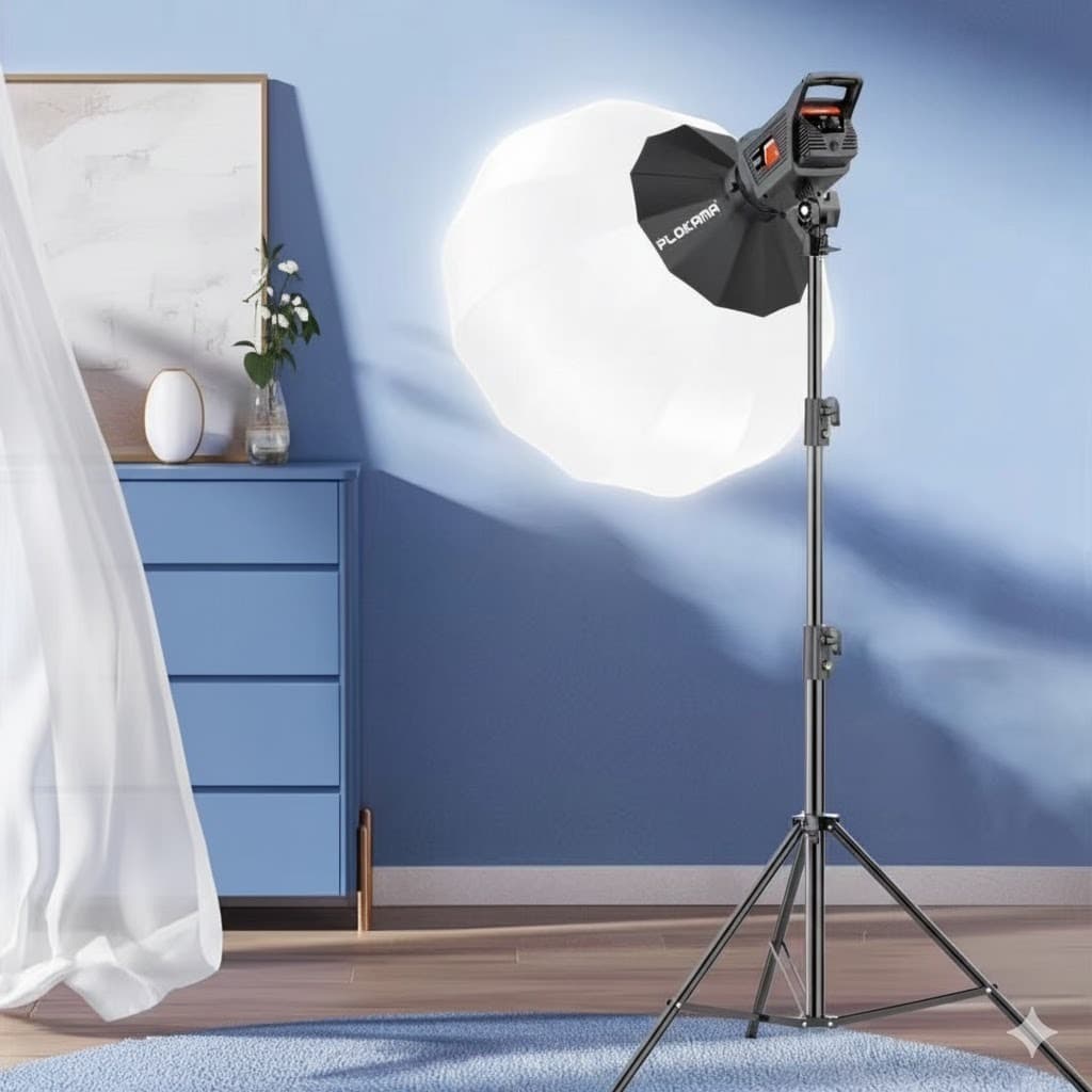 PLOKAMA PK400S Studio Light With 2.8M Tripod Softball Diffuser & Umbrella view 1