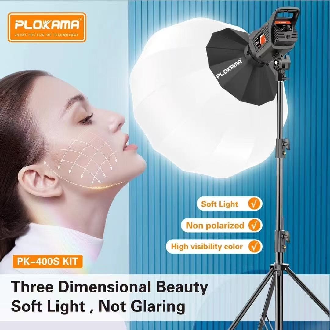 PLOKAMA PK400S Studio Light With 2.8M Tripod Softball Diffuser & Umbrella view 2