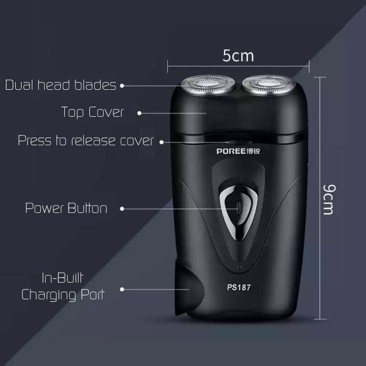 POREE PS187 Electric Rechargeable Rotatable Dual Head Electric Men Shaver view 2