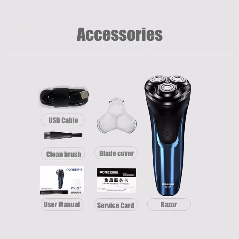 POREE  PS197 Triple Blade Rechargeable Electric Shaver view 5