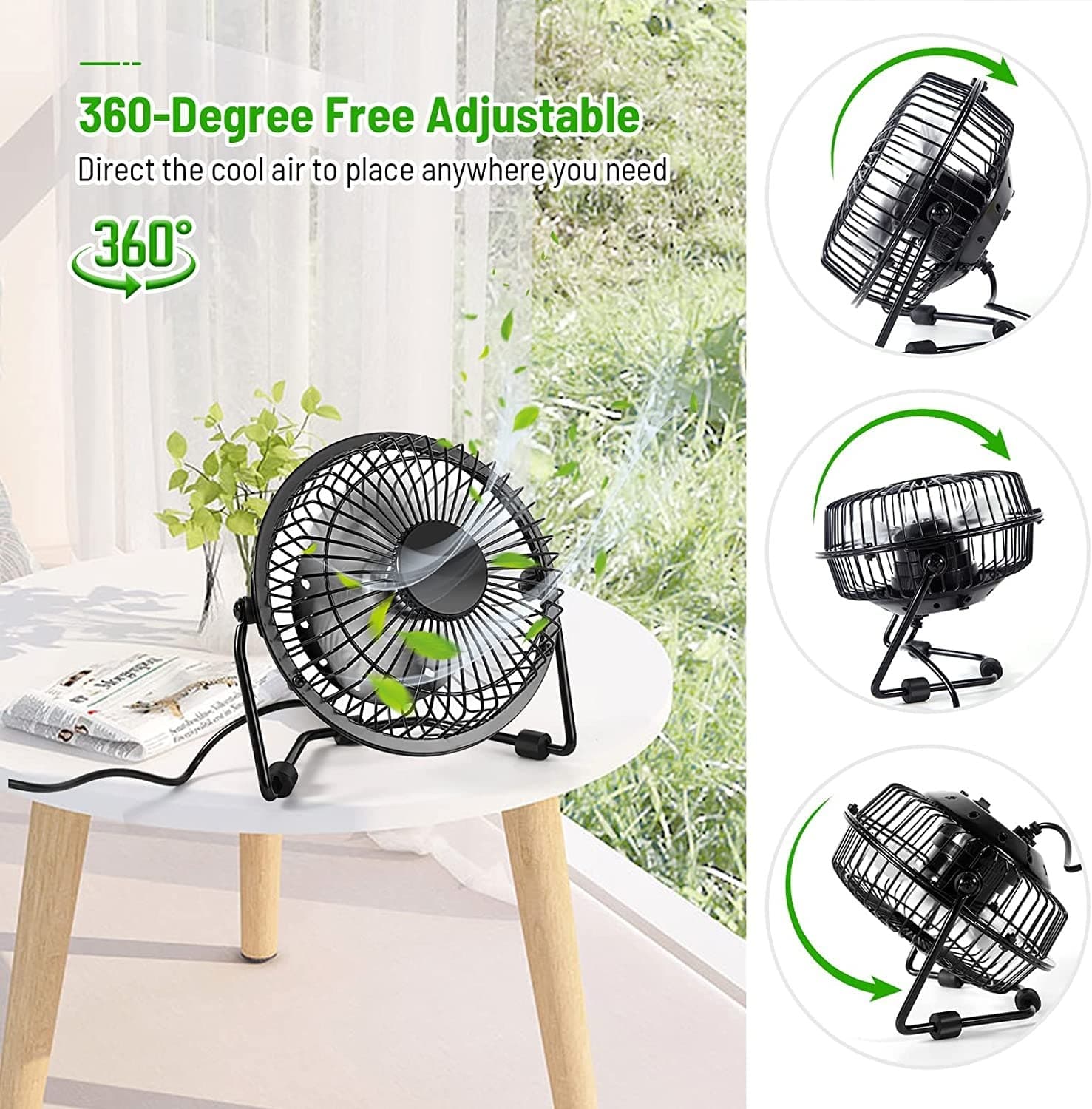 Portable Desktop High-Velocity Fan With Quiet Operation USB Powered view 2