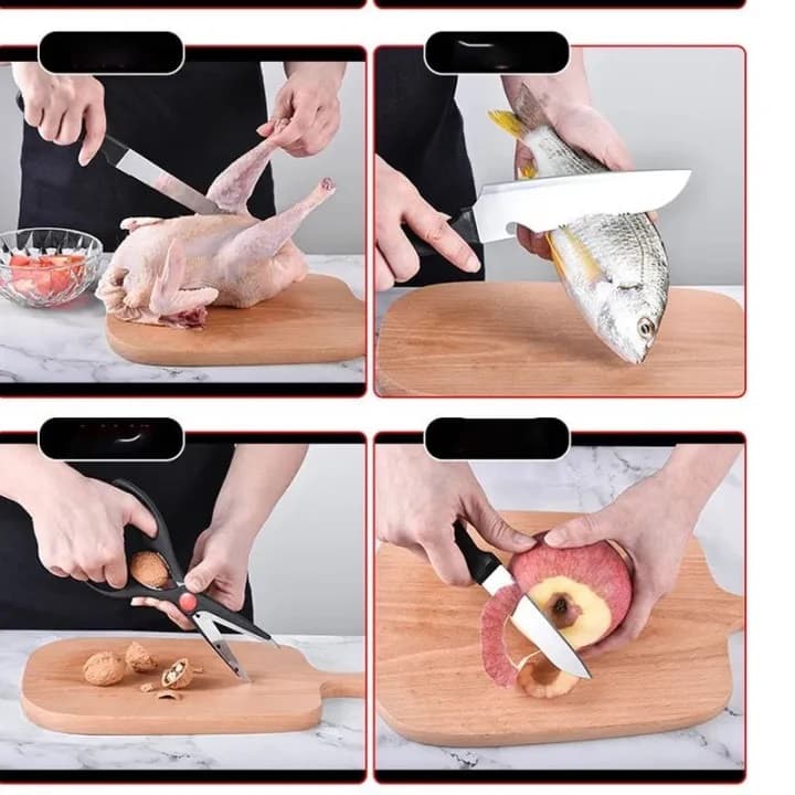 Professional Kitchen Knife Set 7 Pc With Wooden Block Stand view 3
