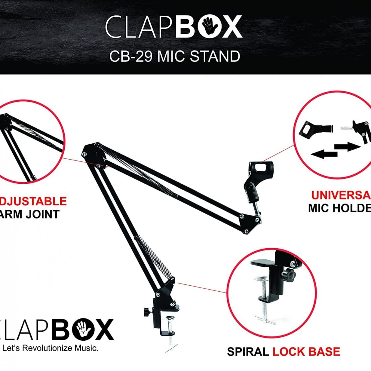 Professional Recording Microphone Stand Black Boom Suspension Scissor Arm view 2