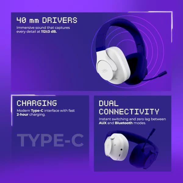 Proove Gaming Bliss (APP) Wireless Over-Ear Headset – Bluetooth 5.4 High-Fidelity Gaming Headphone view 6