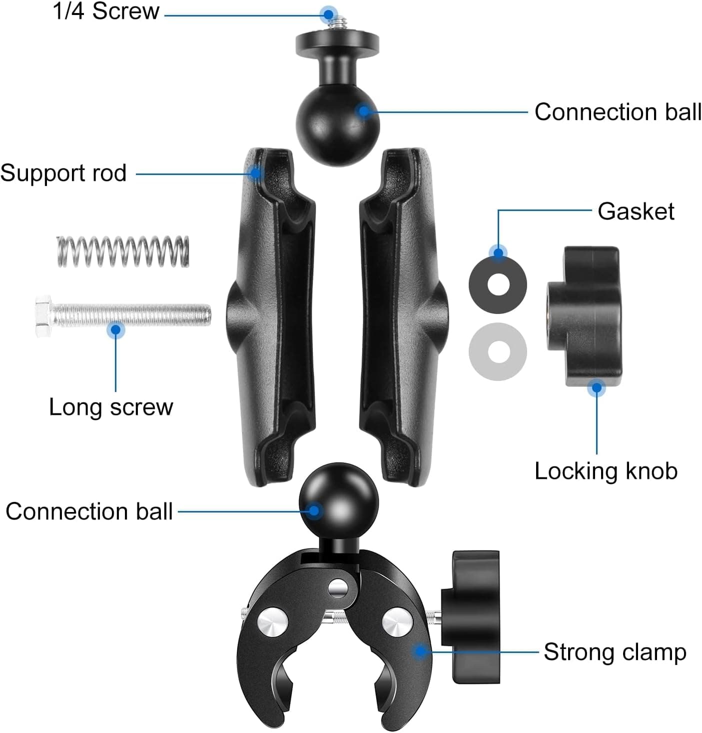 PULUZ Motorcycle Handlebar Crab Super Clamp Camera Mount Holder For GoPro view 3
