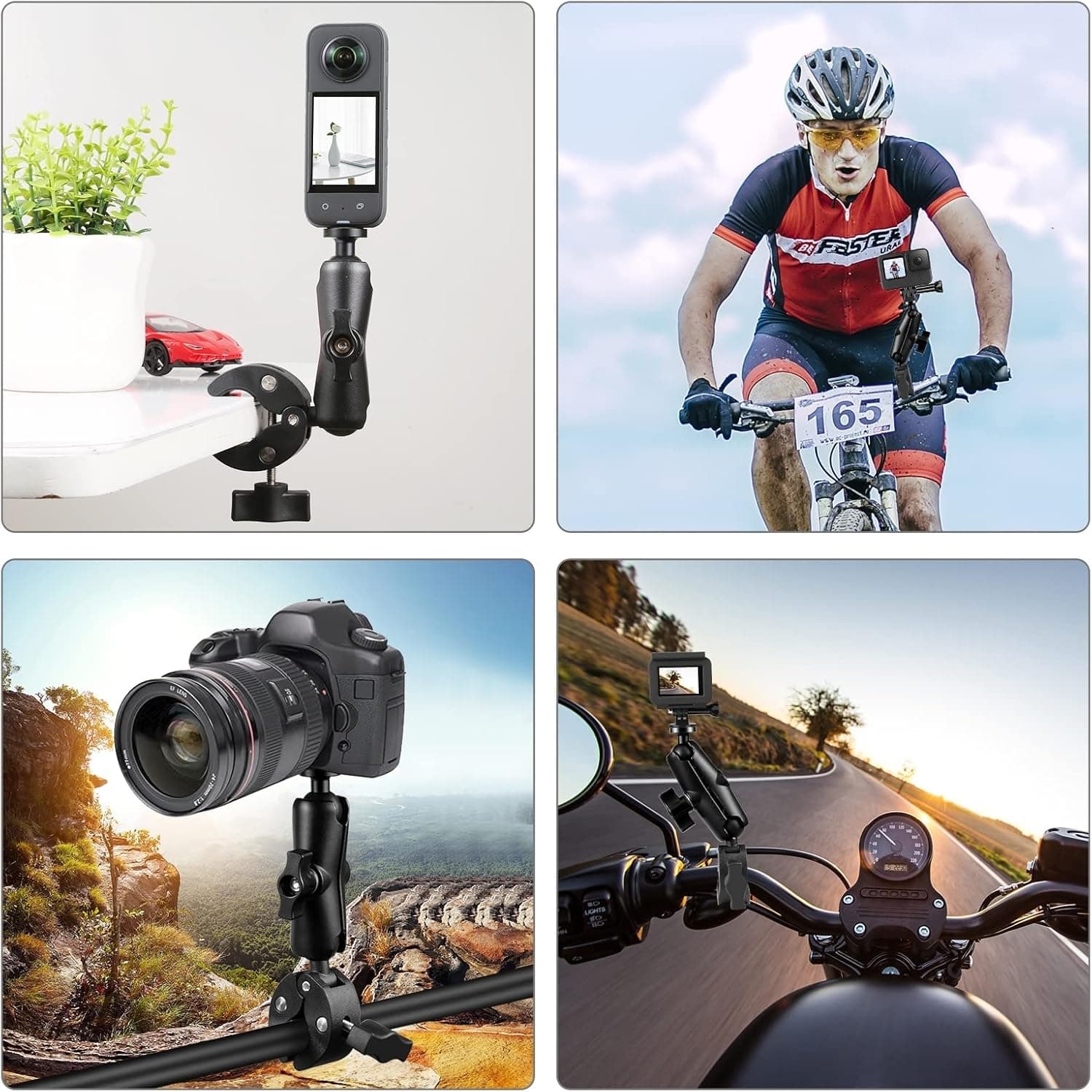 PULUZ Motorcycle Handlebar Crab Super Clamp Camera Mount Holder For GoPro view 5