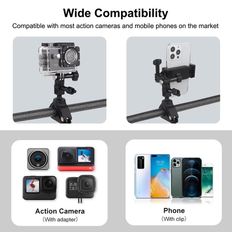 PULUZ PU858 Bike Cycling Bracket Mount With Phone Clamp For Phone & Sports Camera view 3