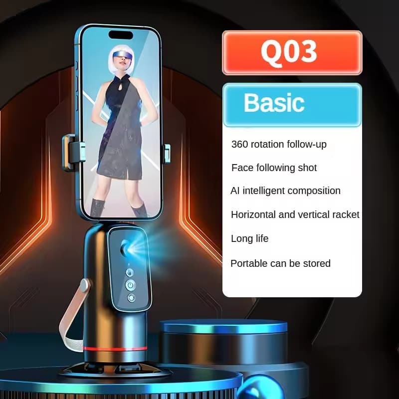 Q03 Auto Tracking Phone Holder 360° Rotation Phone Camera Mount view 4