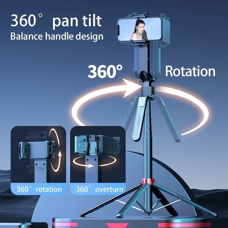 Q185 Face Tracking Handheld Selfie Stick Mobile Action Camera Tripiod Stand view 2