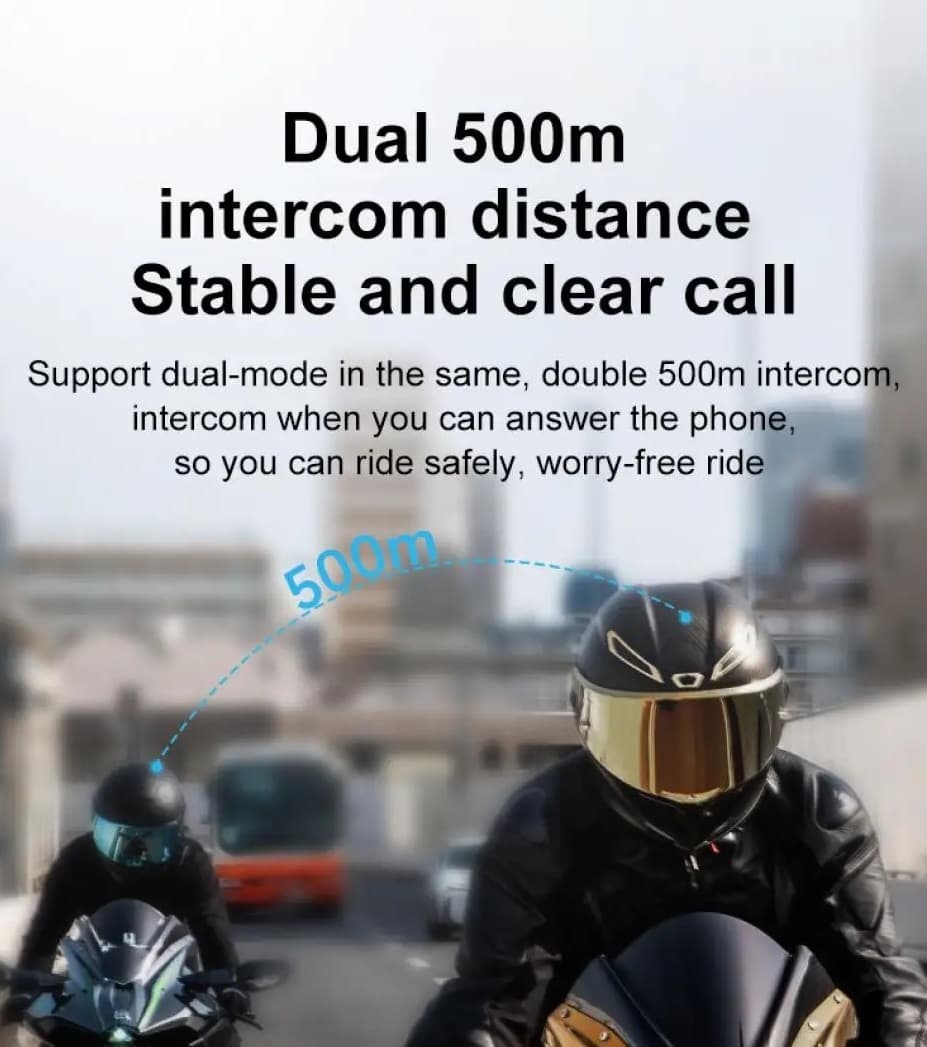 Q30 Motorcycle Helmet Bluetooth Intercom LED HD Digital Display IP56 Waterproof Music Sharing Intercom Distance 500 Meters view 3