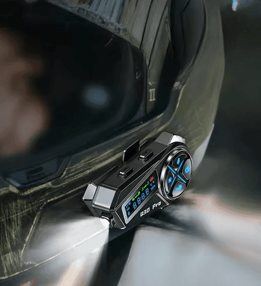 Q30 Motorcycle Helmet Bluetooth Intercom LED HD Digital Display IP56 Waterproof Music Sharing Intercom Distance 500 Meters view 1