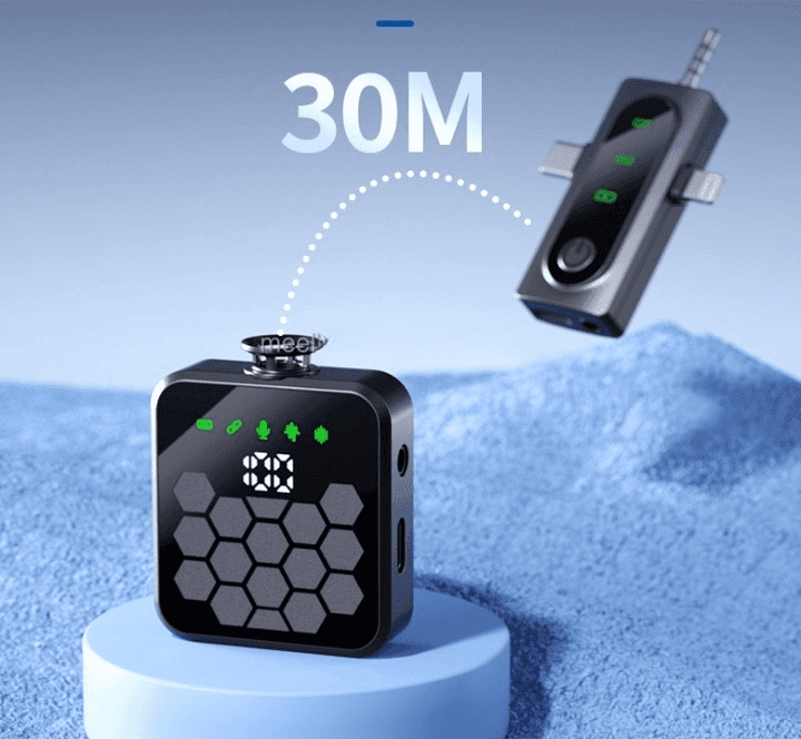 QY66 Dual Noise‑Cancelling Wireless Microphone LED Display 3‑in‑1 Receiver (iPhone / Type‑C / Camera) view 5