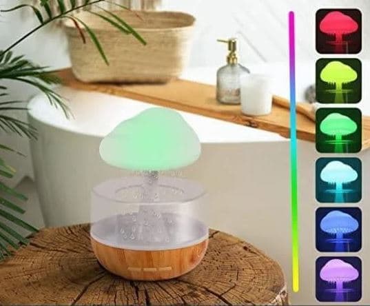 Rain Cloud Humidifier Water Drip Calming Rain Sounds Waterfall Lamp view 2