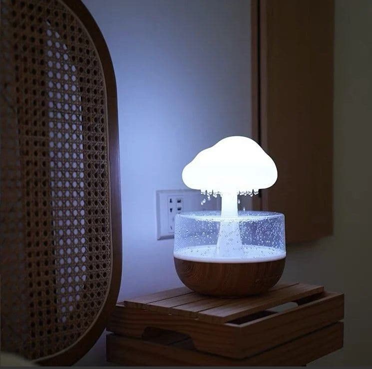 Rain Cloud Humidifier Water Drip Calming Rain Sounds Waterfall Lamp view 1