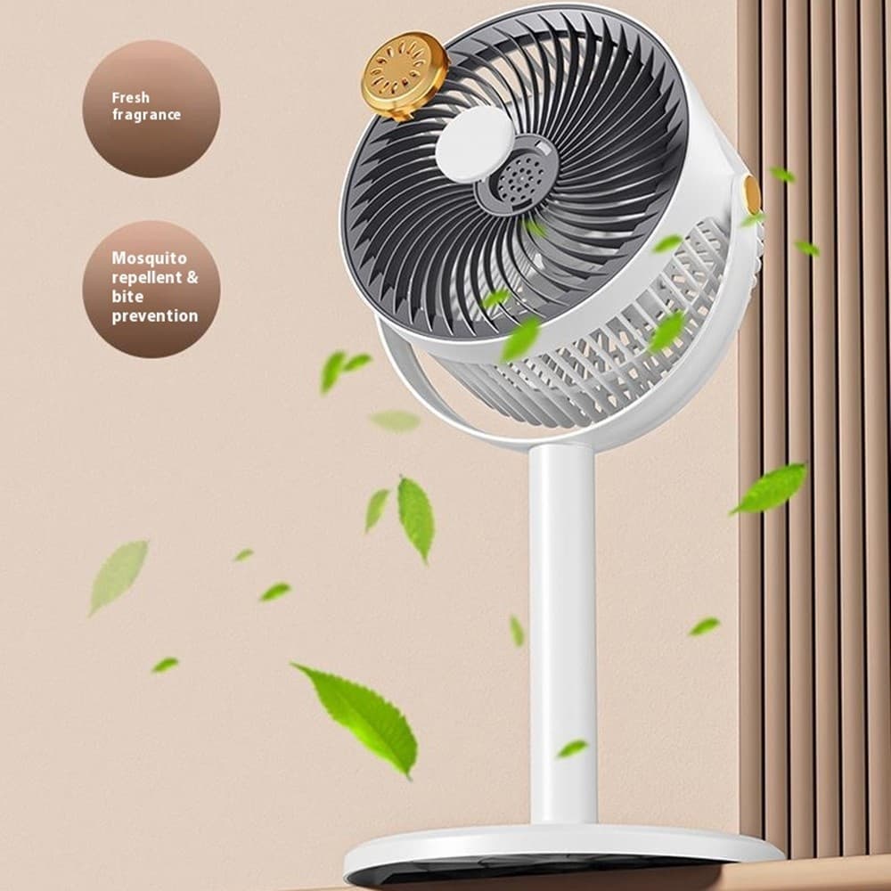 Recharbeable Desk Floor Standing Fan Retractable Adjustable Height 5-Speed Large Airflow view 2