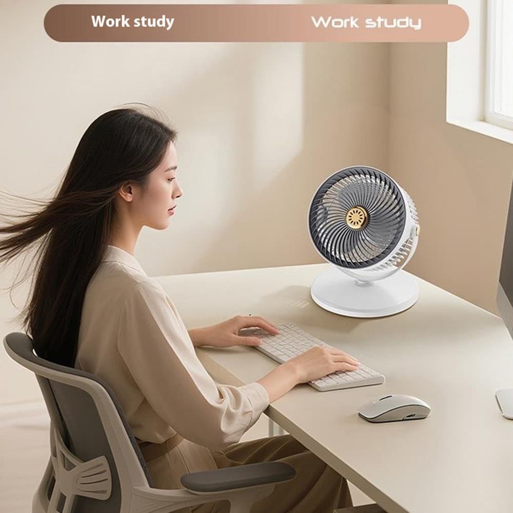 Recharbeable Desk Floor Standing Fan Retractable Adjustable Height 5-Speed Large Airflow view 3