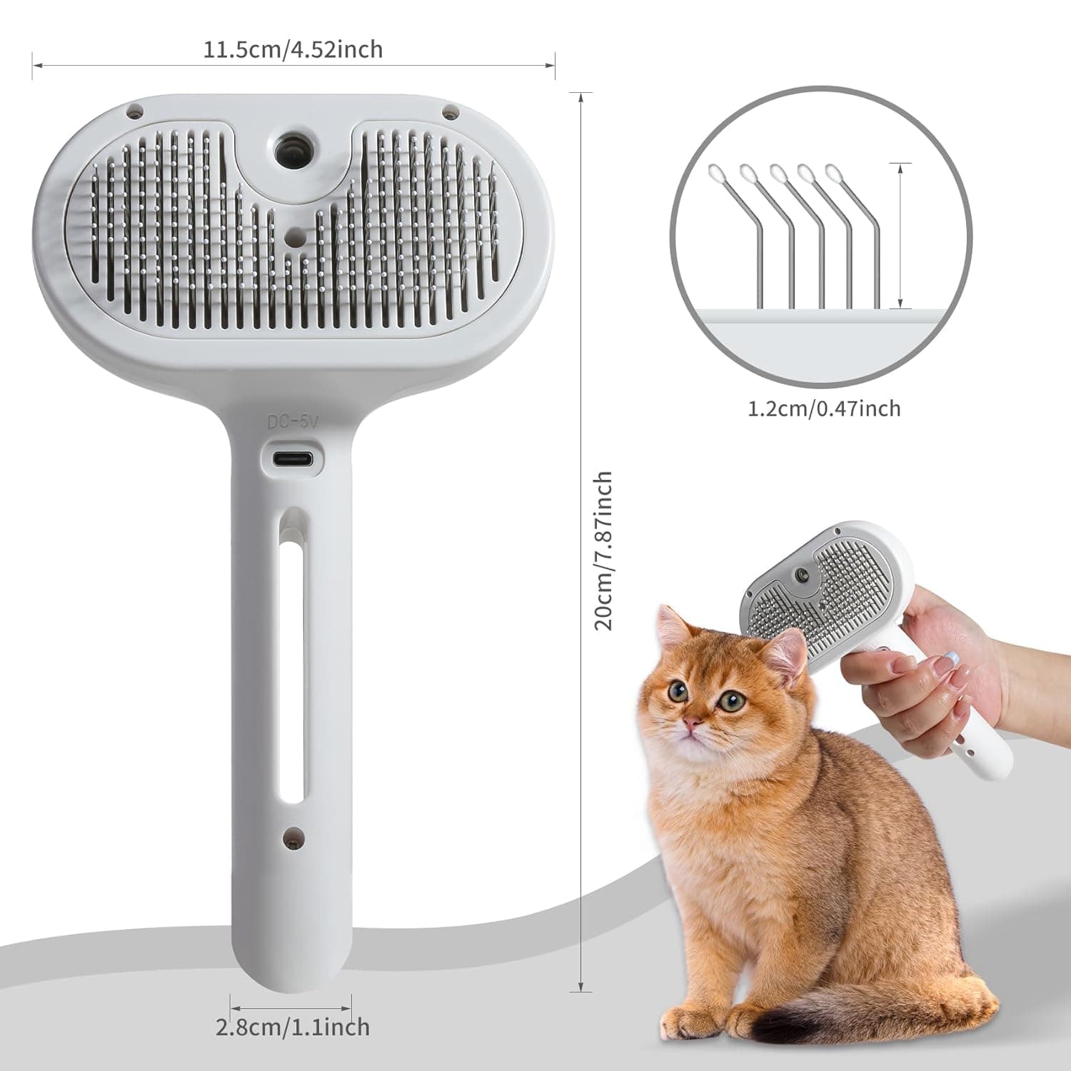 Rechargeable Pet Grooming Brush Comb For Shedding With Water Spray For Cats And Dogs view 4