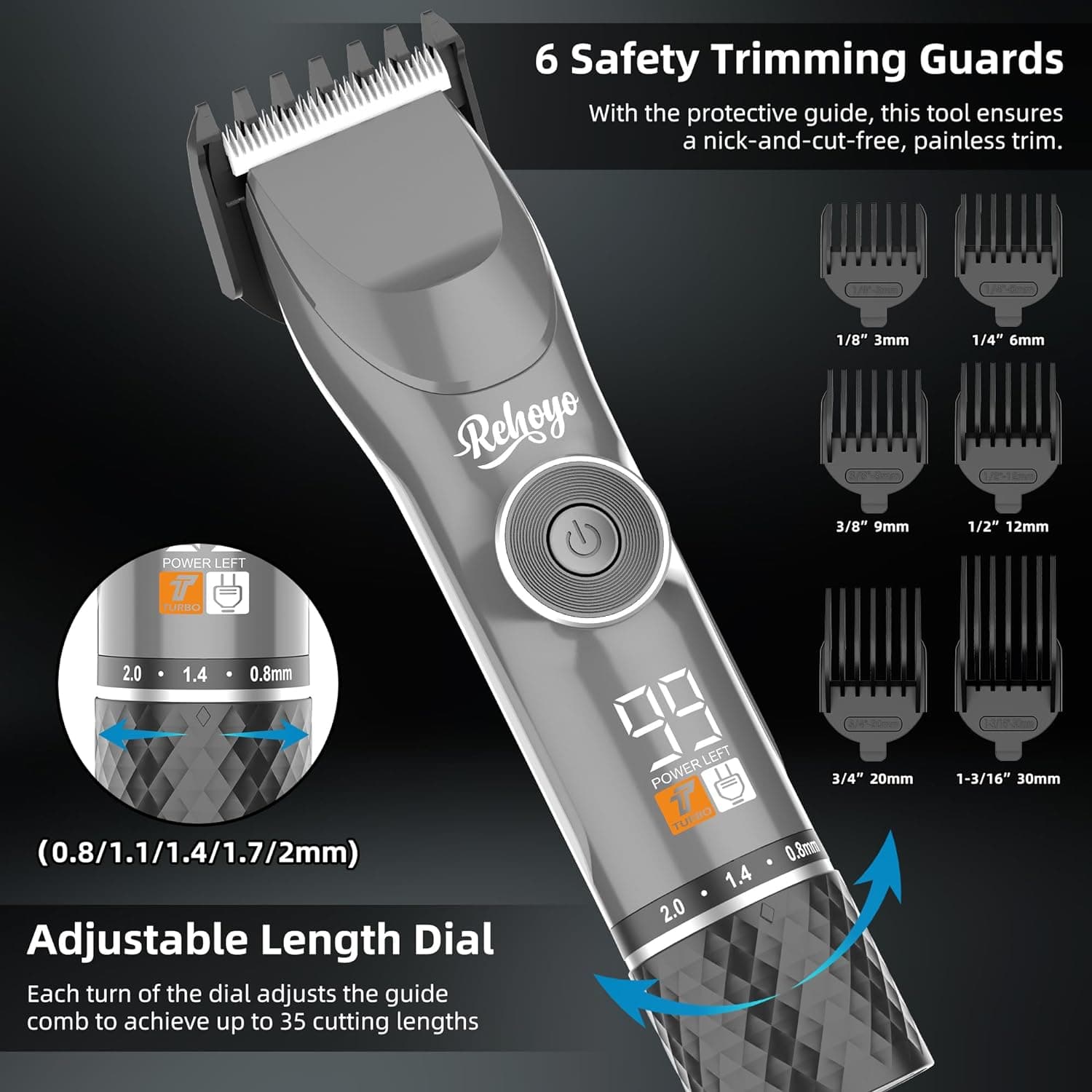 REHOYO Adjustable Professional Beard Trimmer For Men view 3