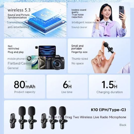 Remax K10 Creative Lifestyle Ryusic Series Double Mic Steam Wireless Microphone view 2