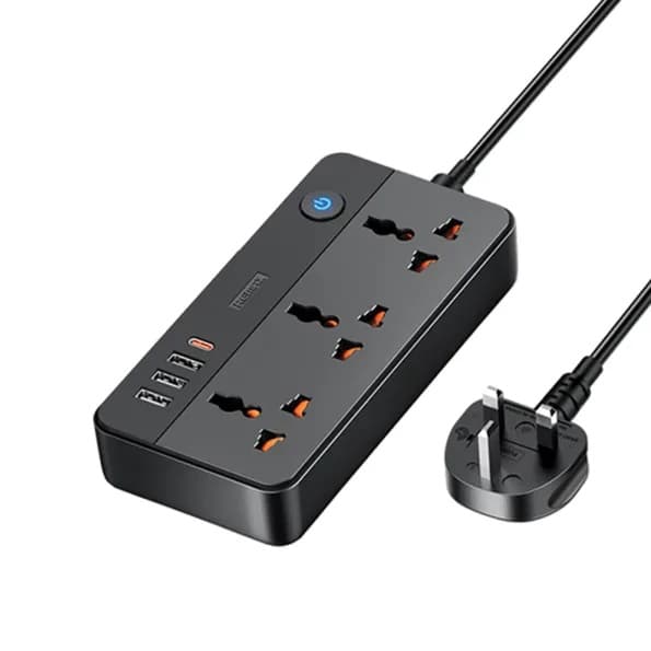 Remax RP-U153 20W Fast Charging Multi-Plug Power Strip with USB and Type-C Ports view 1