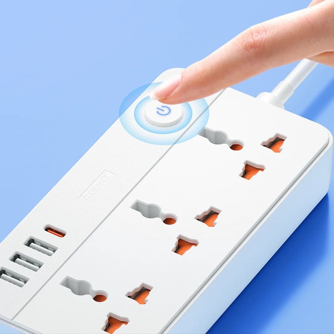 Remax RP-U153 20W Fast Charging Multi-Plug Power Strip with USB and Type-C Ports view 4