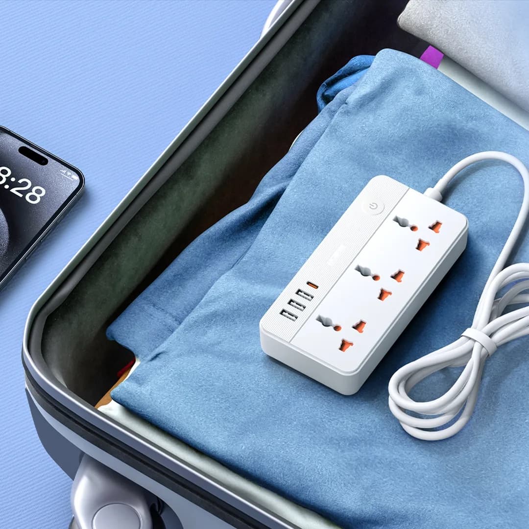 Remax RP-U153 20W Fast Charging Multi-Plug Power Strip with USB and Type-C Ports view 3