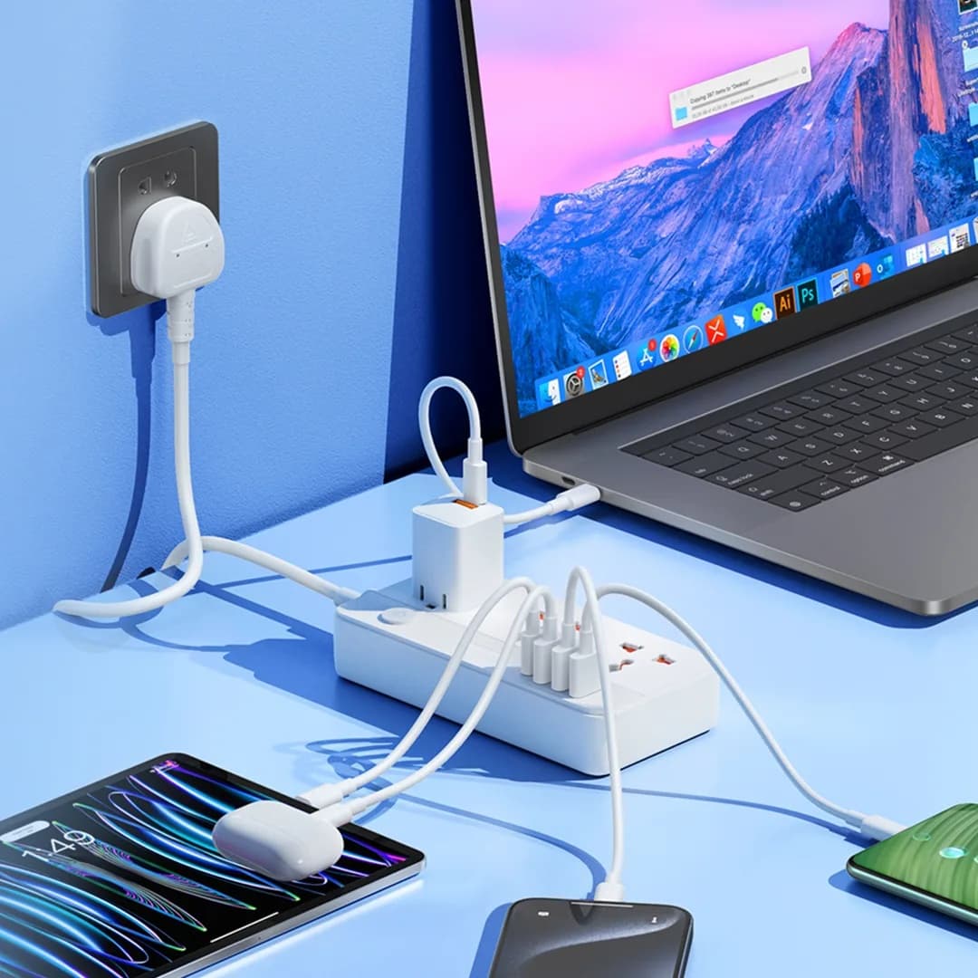 Remax RP-U153 20W Fast Charging Multi-Plug Power Strip with USB and Type-C Ports view 2