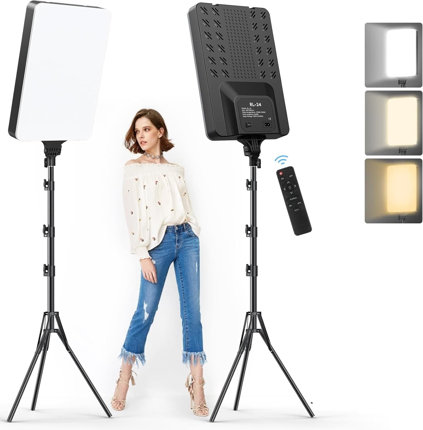 RL24 LED Video Light Panel Light With Tripod Stand And Remote view 1