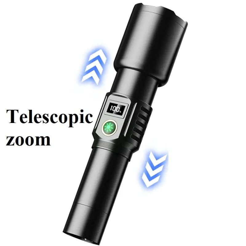 Ruilang P90 SX508 Multi Functional Waterproof Telescopic Flashlight With Digital Display Battery Indicator view 2