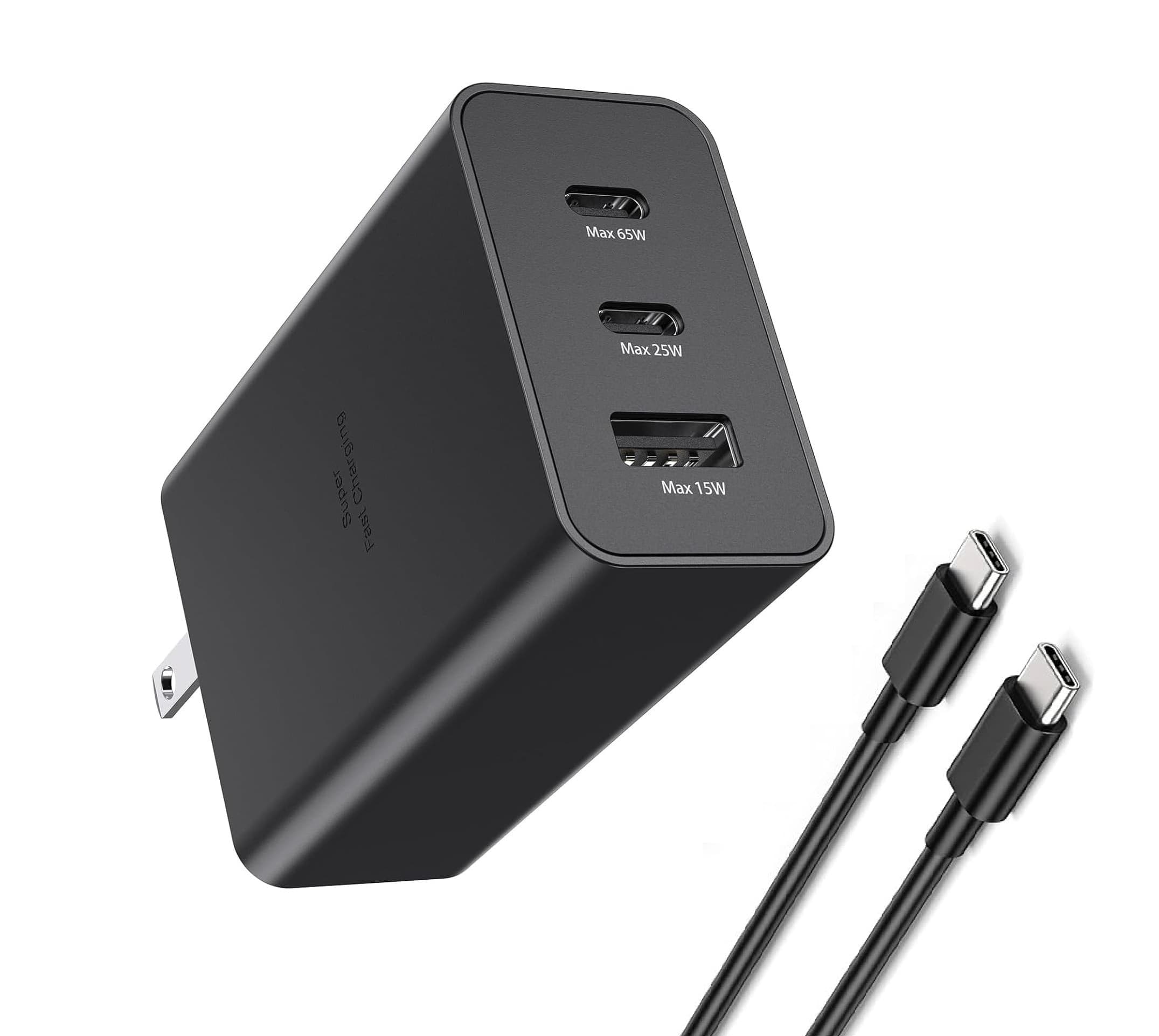 Samsung 65W 3-Port PD Super Fast 2.0 Charger With Cable For Galaxy Phones & Laptops view 1