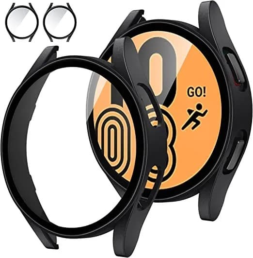 Screen Protector Case For Samsung Galaxy Watch 4 (44 mm) Full-Coverage Bumper + Tempered Glass Cover view 2