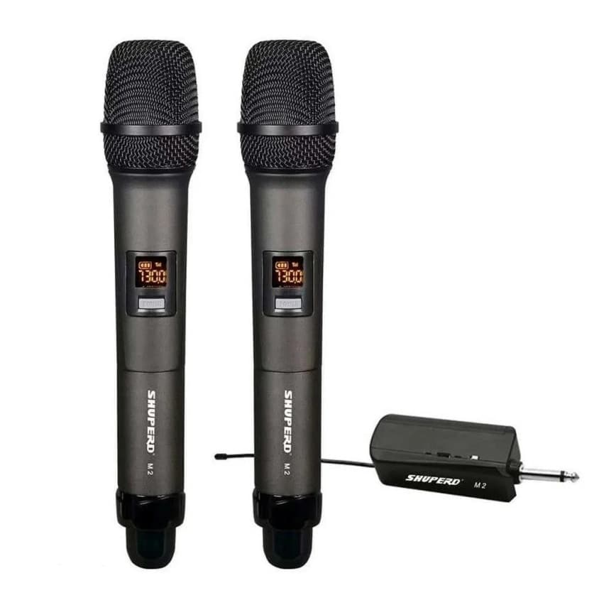 Shuperd M2 Dual Wireless Vocal Microphone With Receiver Base view 1