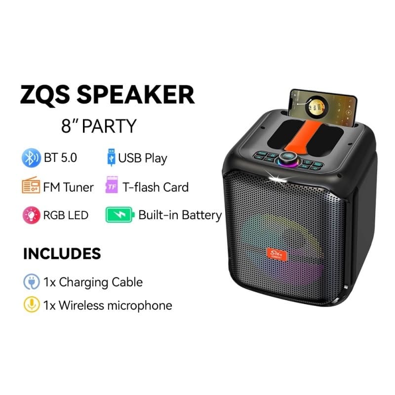 Sing-e ZQS8181 Wireless Bluetooth 8-Inch Outdoor Karaoke Speaker view 6