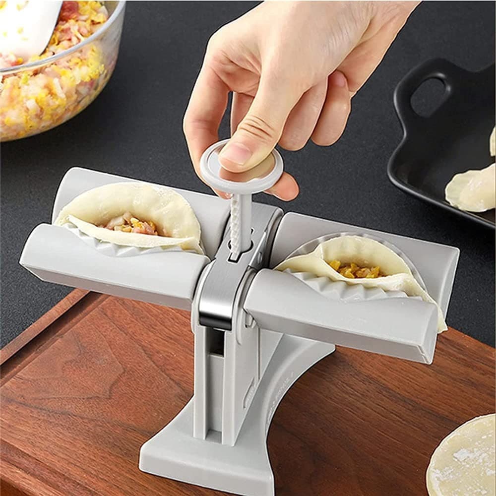 Stainless Steel Double Head Automatic Dumpling Momo Maker Mould Ravioli Press Mold Making Tool view 1