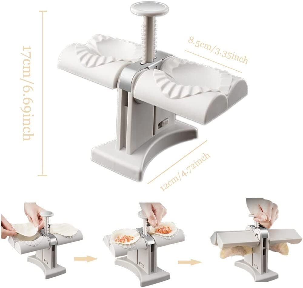 Stainless Steel Double Head Automatic Dumpling Momo Maker Mould Ravioli Press Mold Making Tool view 2