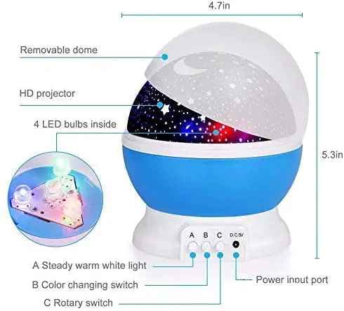 Star Master Projector 4 Led Bead 360 Degree Romantic Room Rotating view 3