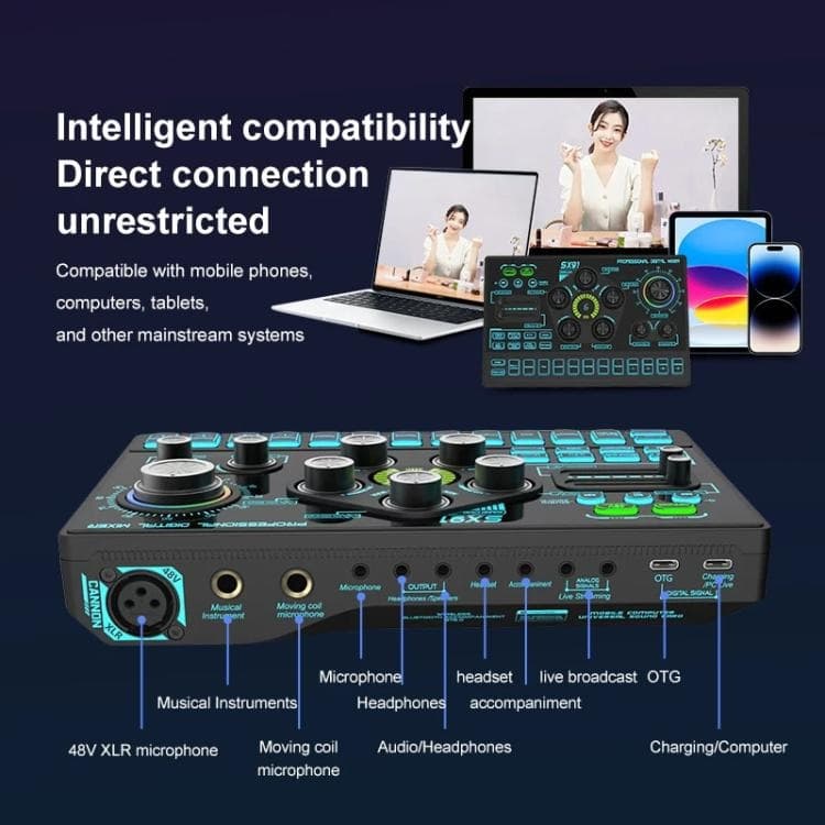 SX91 Multi‑function Professional Mixer Live Streaming Sound Card view 2