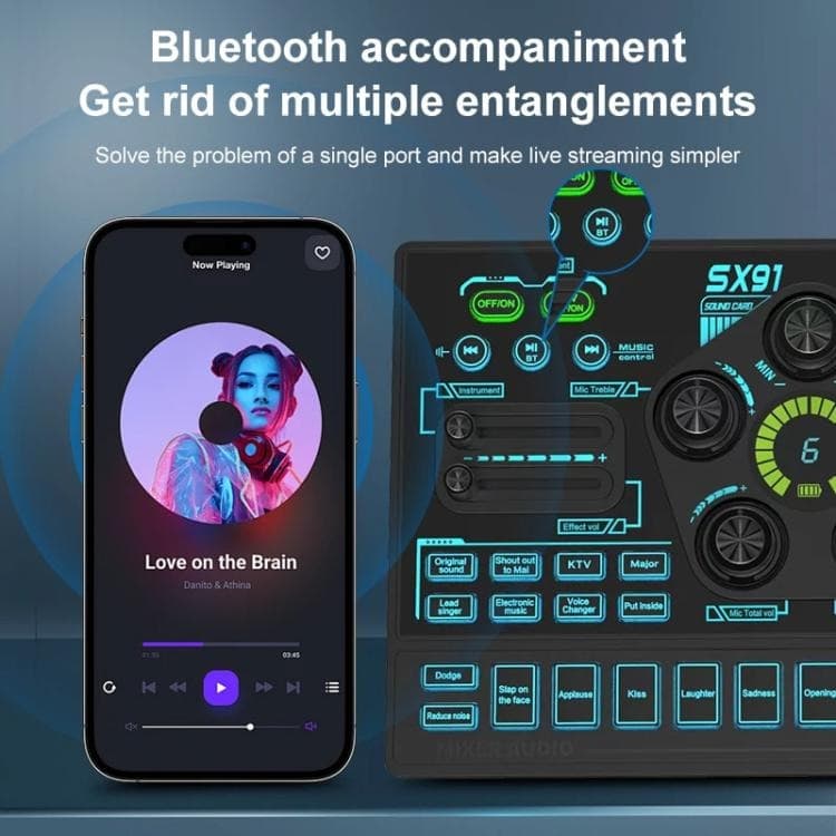 SX91 Multi‑function Professional Mixer Live Streaming Sound Card view 3