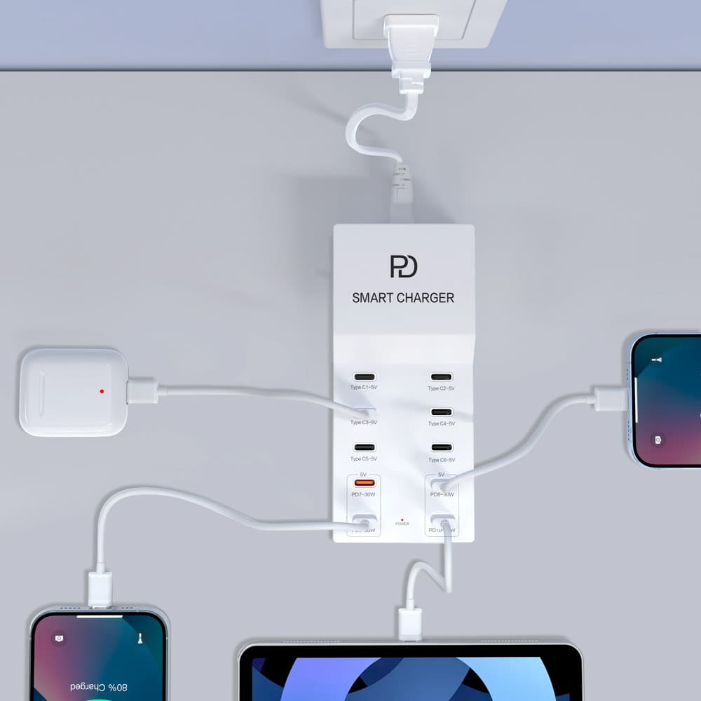 T8+ 72W Smart USB-C 10-Port Charger For Multiple Devices view 3