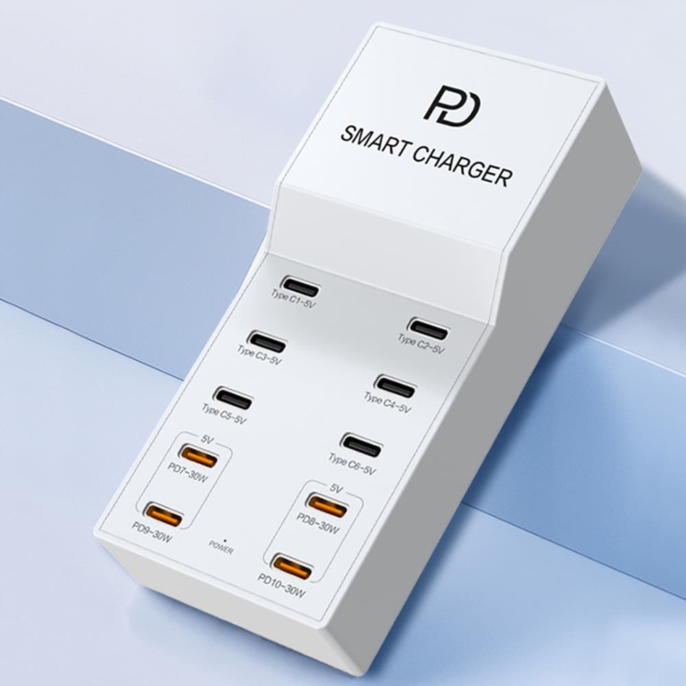 T8+ 72W Smart USB-C 10-Port Charger For Multiple Devices view 1