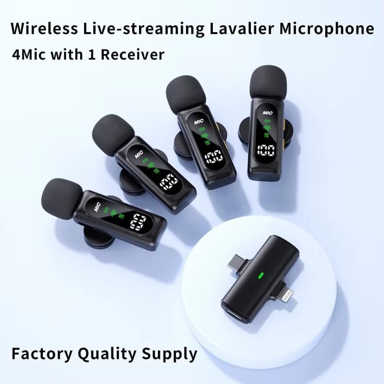 T90 4 Piece Wireless Lavalier Mic Set Plug & Play Microphone view 2