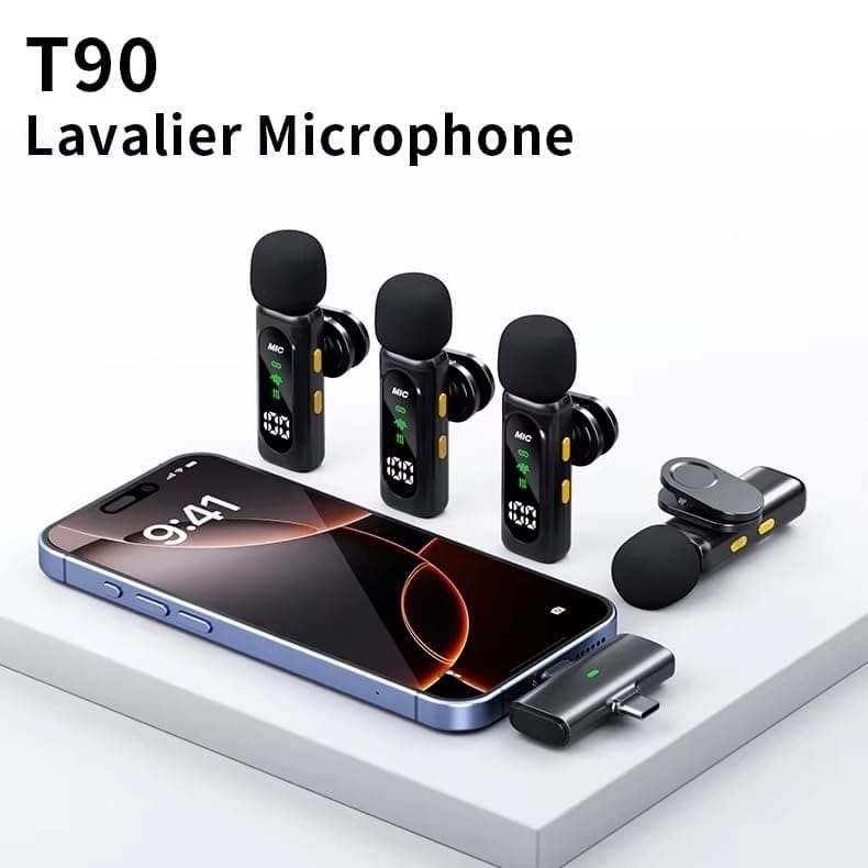 T90 4 Piece Wireless Lavalier Mic Set Plug & Play Microphone view 3