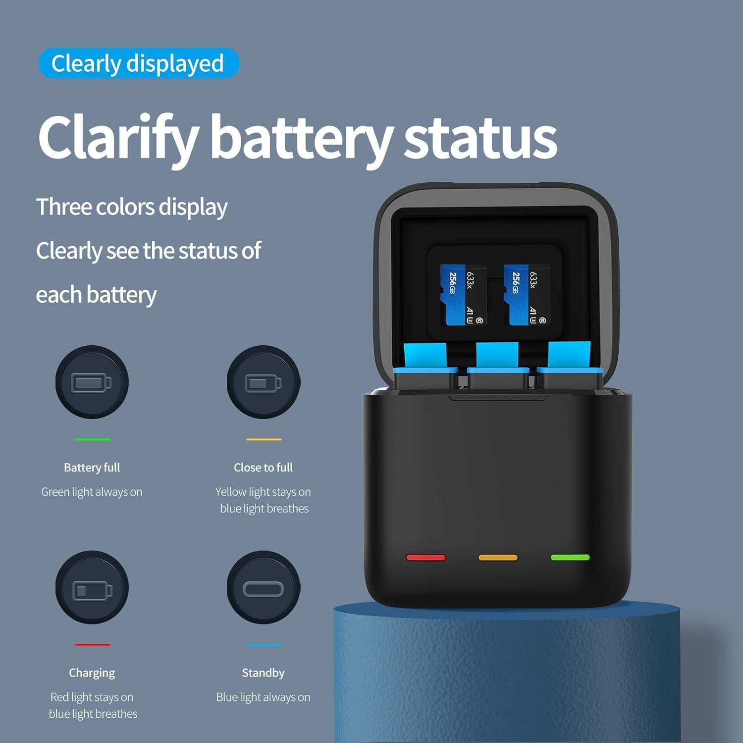 Telesin 3 Slot Battery Charger For GoPro Hero 9-12 view 2