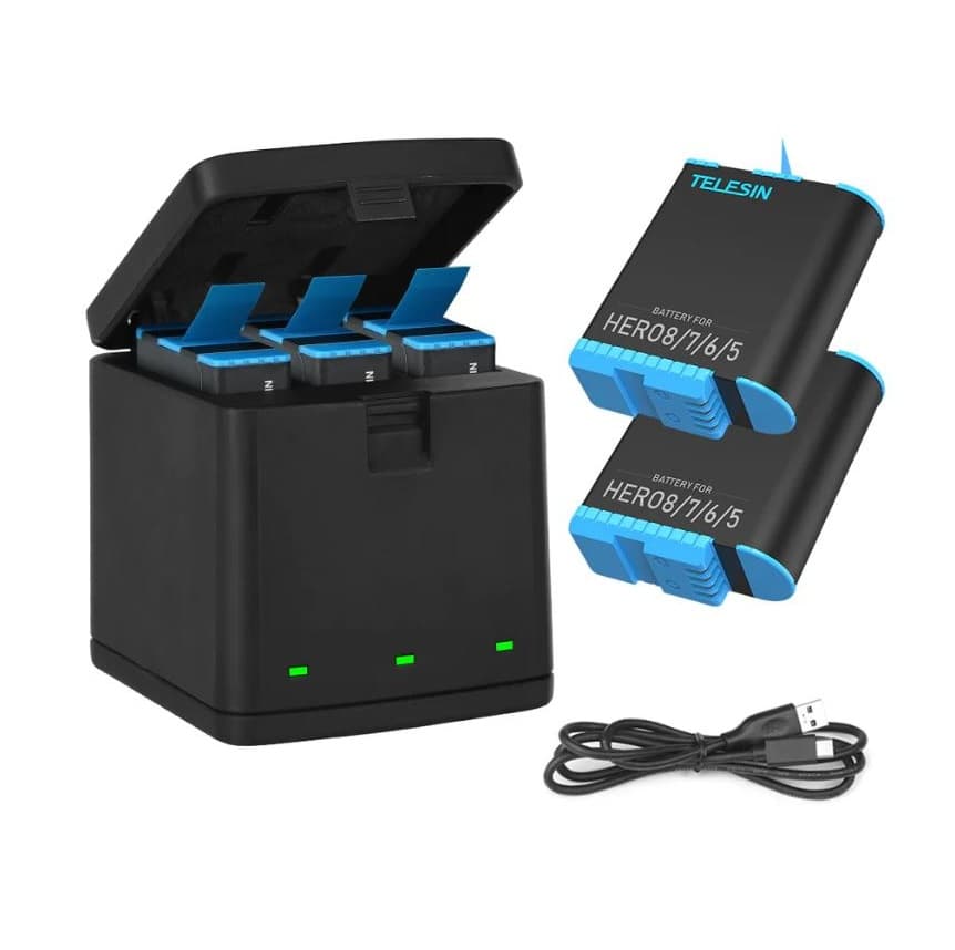 TELESIN 3 Slots LED Storage Charger Box For GoPro HERO 8/7/6/5 view 1