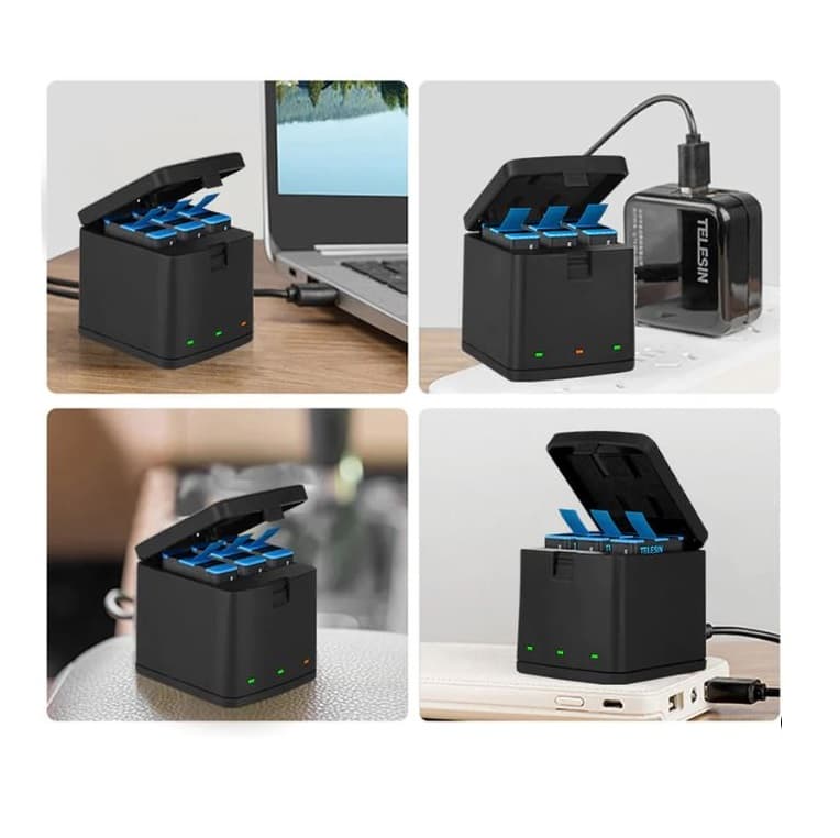 TELESIN 3 Slots LED Storage Charger Box For GoPro HERO 8/7/6/5 view 3