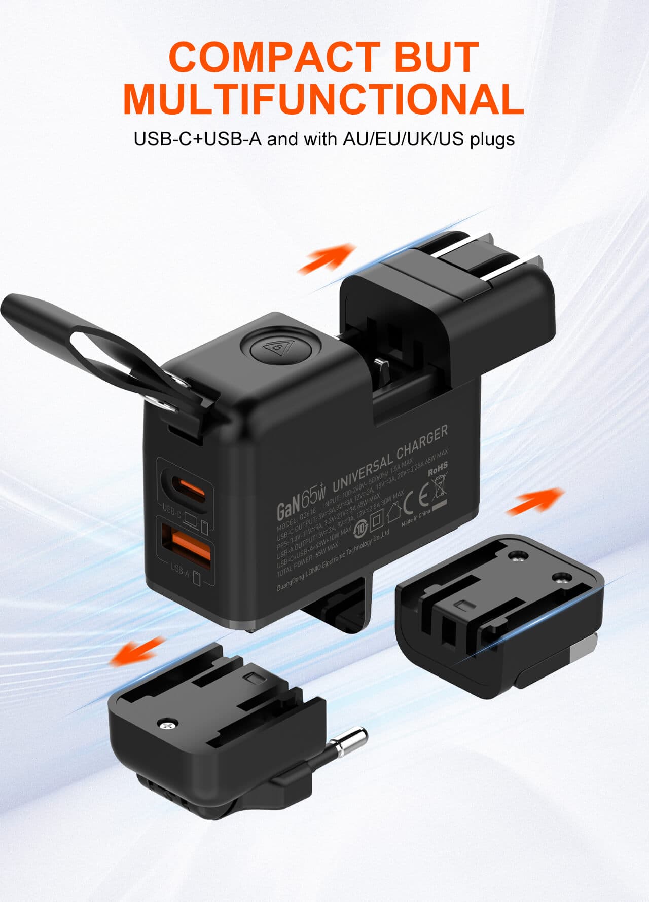 The LDNIO Q2618 GaN 65W Fast Charging Universal Travel Fast Charger Comes With EU/UK/US Adapter view 4