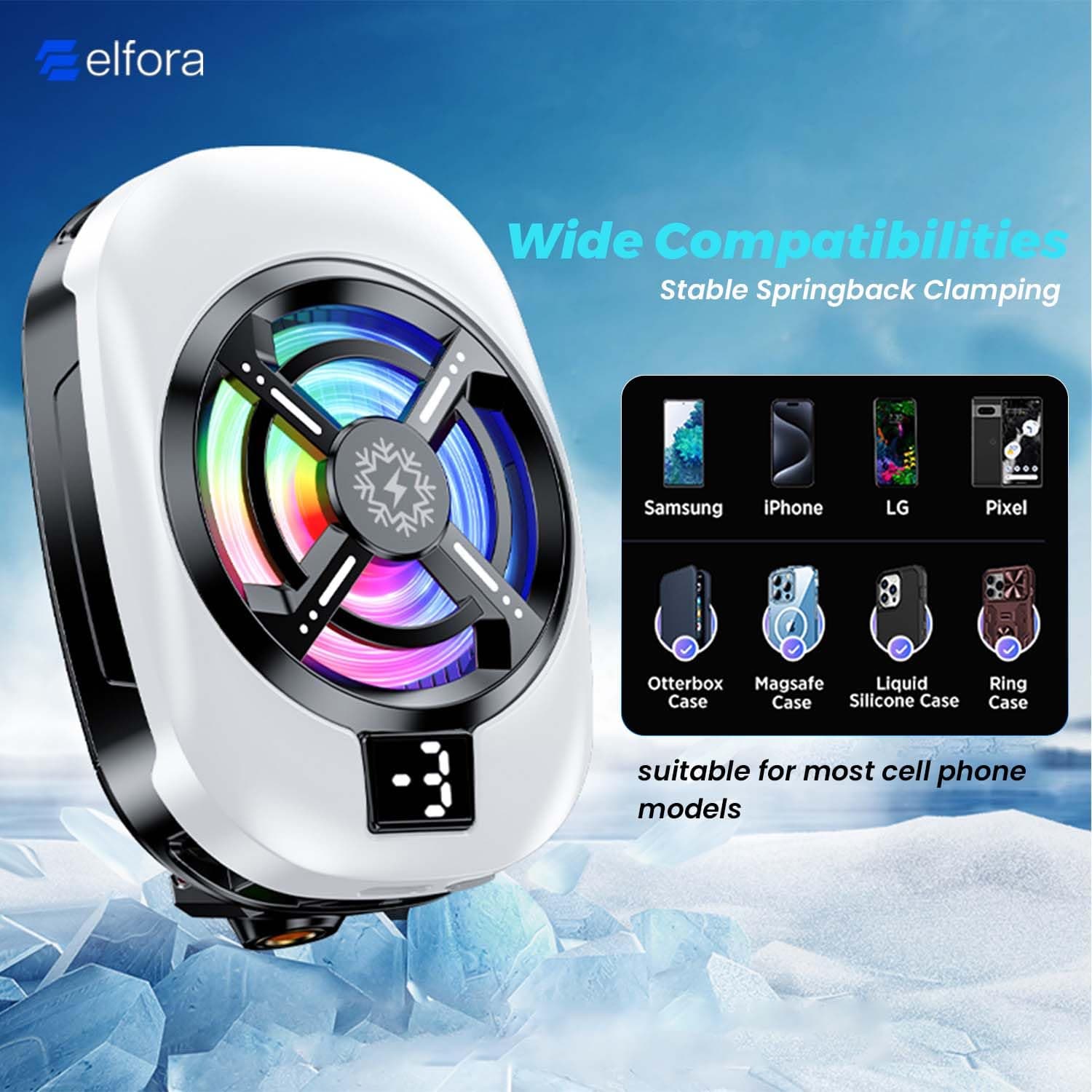 TL16 Gaming Semiconductor Mobile Phone Cooler 3 Speed Digital Display view 2