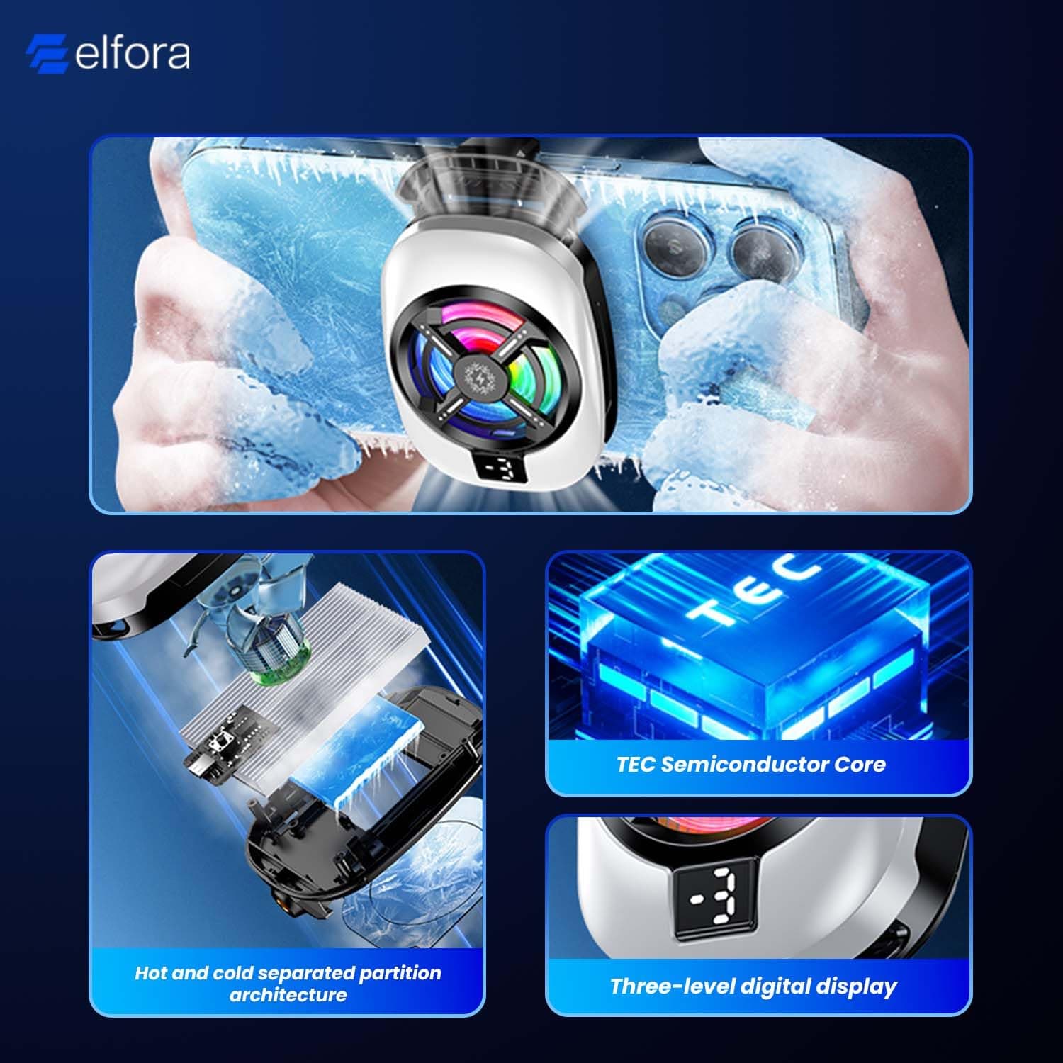 TL16 Gaming Semiconductor Mobile Phone Cooler 3 Speed Digital Display view 3