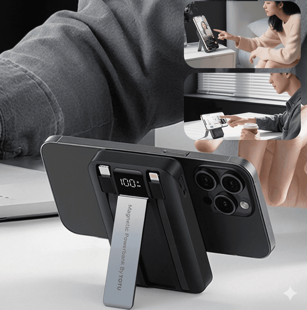 TOTU PB1019 Magnetic Powerbank 10000mAh Fast Charging Stand With Cable view 4